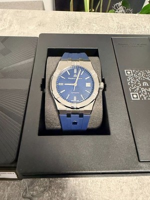 Maurice Lacroix AIKON AI6007-SS000-430-4 39mm Rubber Band Blue Dial Men Watch