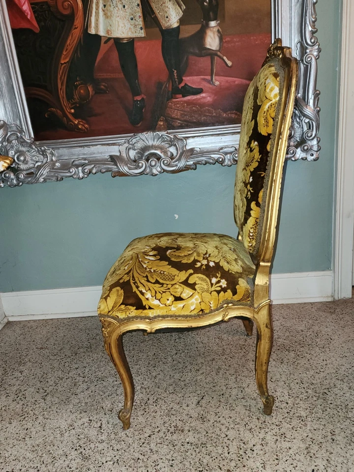 Antique French Louis XV Style Giltwood Carved Wood Side Chairs 20thC PICKUP - Image 2 of 4