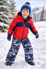 Boden Kids Snow Pants Star Camo Blue Gray Orange Size 3  4Y Waterproof NWT