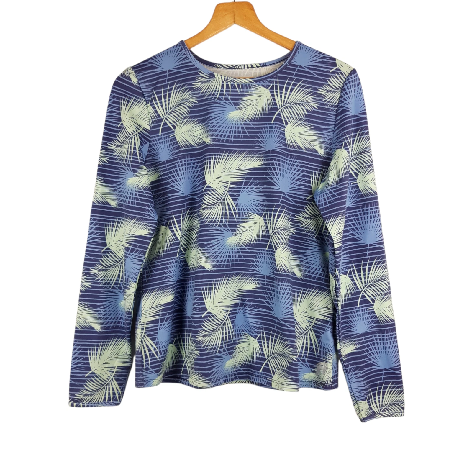 Hang Ten Women's Long Sleeve Sun Protection Rash Guard Blue Shirt Size Large