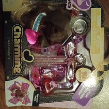 Charming Mini Bear Plush Bag Charms Keychain Set, 10pc, Brown/Pink/Purple