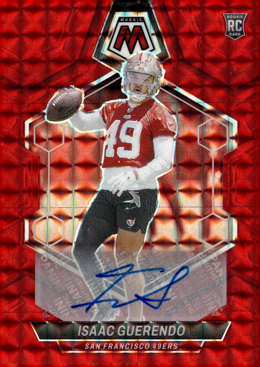 2024 Panini Mosaic #388 Isaac Guerendo Rookie Autographs Mosaic Red #/199