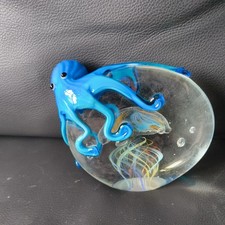 Gro&szlig;er Oktopus & Qualle Glas Briefbeschwerer Ornament
