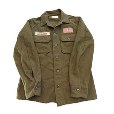 Vintage 70s US Army OG-108 Wool Cold Weather Field Shirt Mens Small 1977 Olive