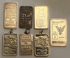 New Listing7 Piece Mixed Collection of Fractional Grams .999 Silver Bar & Pendants