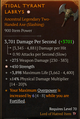  DIABLO 4 SEASON 13 LoH Two Handed Axe 1GA STR + Life+ PhysDmg Multi GGEIII