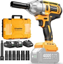 Taskstar 1400nm Cordless Impact Wrench 12 1032ft-lb 2xbattery Brushless Gun