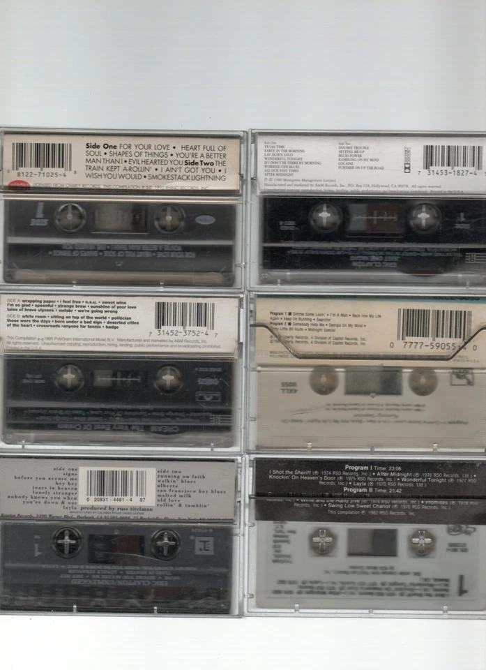 Yardbirds Spencer Davis Group Cream Clapton Lot 6 VG Vintage Cassettes Tested - Image 3 of 3