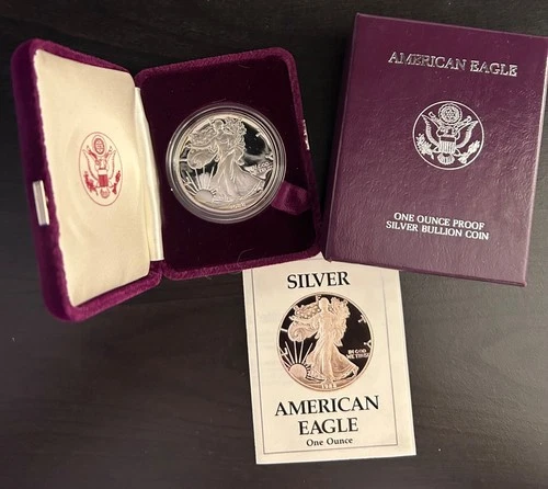 1988 US Proof Silver Eagle - 1 oz .999 Fine Silver Coin BOX & COA