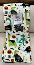 Spooky Halloween Costumes Skeleton Dinosaur Dino White Throw Blanket NWT