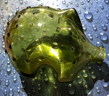 vintage 1970's Holmegaard of Denmark sage green glass piggy bank by Jacob Bang