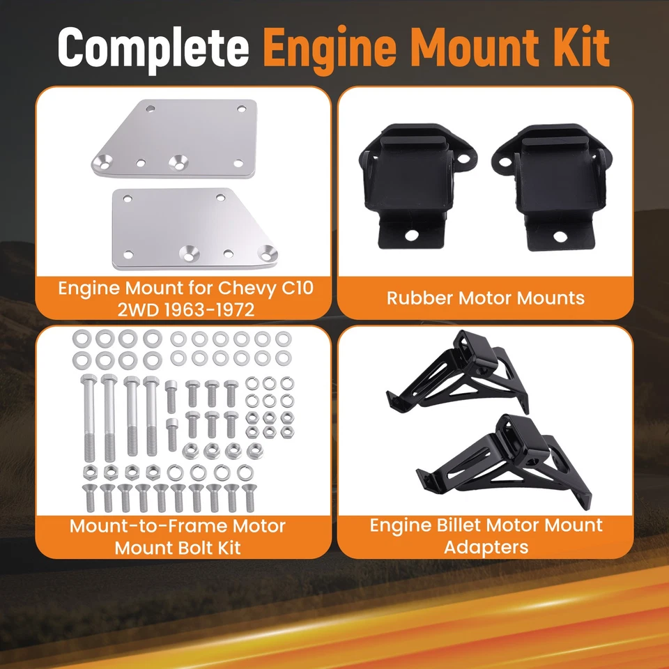 Juego de montaje de motor para Chevy C10 1963-1972 LS V8 Kit de soporte de instalación Foto 2 de 4