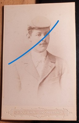 Student or pupil with striker - 1895 / CDV J. Kuban Constance / Studentika