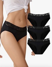 3 Pack Period Women Underwear Heavy Flow High Absorbent Leak Proof Panties Med