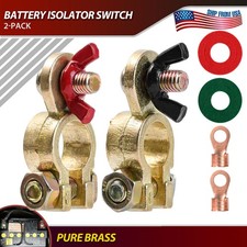 x2 Heavy Duty Car Battery Terminal Connector Positive Negative 12V Brass Clamps.