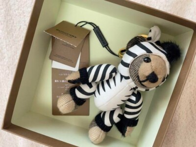 Burberry Thomas Bear Charm In Zebra Costume CASHMERE New