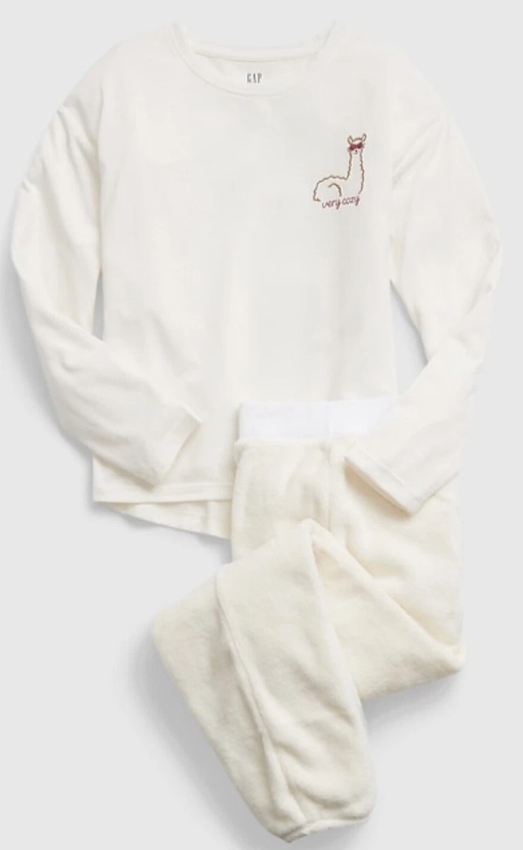 Gap Kids Girls Pajama Jogger Set Llama Graphic Ivory NWT Size 8 Medium
