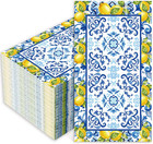 80Pcs Lemon Guest Napkins Blue Tile Lemon Disposable Paper Napkin Mediterranean