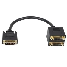 New DVI-D Male to 2 DVI-D Female Y Splitter Cable Cord Monitor PC Video Adapter