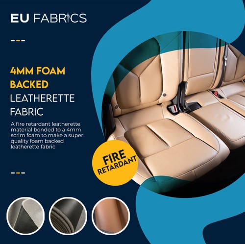 WHITE 4MM FOAM BACKED LEATHERETTE FABRIC Fire Retardant Upholstery Benches - Picture 6 of 8