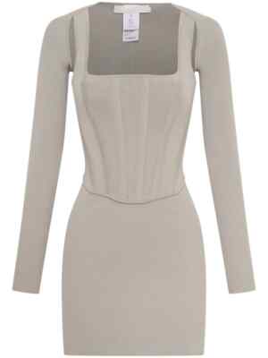 dion lee pointelle corset dress Dion Lee Layered Pointelle-Knit And Ribbed Stretch-Jersey Mini Dress In Light Blue - 85% Off