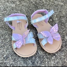 TODDLER GIRLS SANDALS BUTTERFLIES Size 7 Purple holographic Silver Seychelles