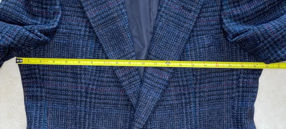 Blazer Traje Chaqueta Barrister Hartmarx Speciality Azul Negro Lana a Cuadros M Foto 3 de 4