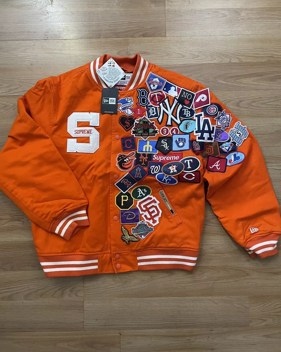 Supreme X New Era MLB Varsity Jacket Orange | eBay