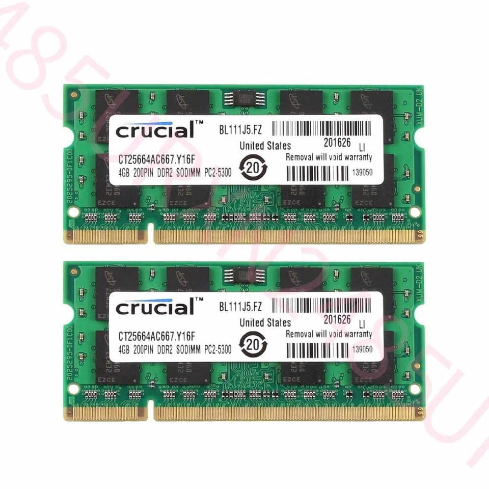 8GB 2x 4GB 2GB PC2-5300S DDR2 667MHz 200Pin SODIMM Laptop RAM For Crucial Lot UK - Image 3 of 4