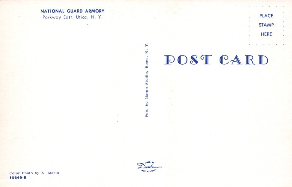 National Guard Armory Parkway East Utica New York Vintage Chrome