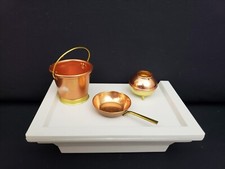 Vintage Dollhouse Miniature Lot Copper look Pan Bucket Pot Doll Diorama
