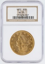 1872 Liberty Head Double Eagle AU55 $20 Philadelphia Mint Gold Coin