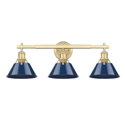 Golden Lighting Orwell 27.25 in. 3-Light Brushed Champagne Bronze and Matte Navy - Picture 1 of 4