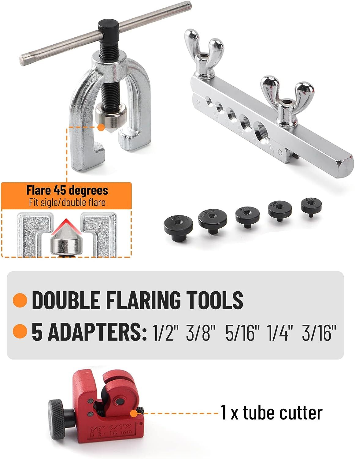 Brake Line Pipe Repair Kit 3/16 25FT Copper Pipe Flaring Tool w/20 Nuts