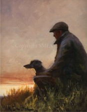 Mick Cawston 'One Man and his Dog' open edition print Lurcher