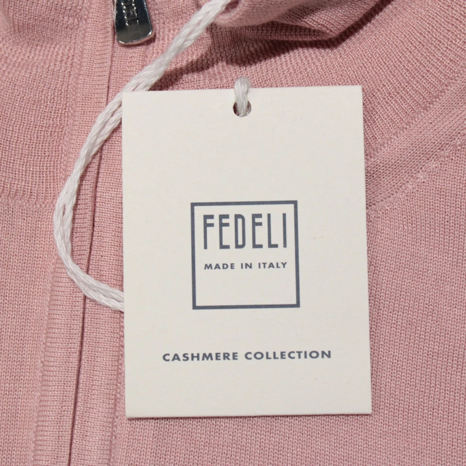 Suéter Pullover Fedeli Nuevo con Etiquetas 1/4 Cremallera Talla 48 EE. UU. Pequeño Rosa Mezcla de Cachemira y Seda Foto 2 de 4