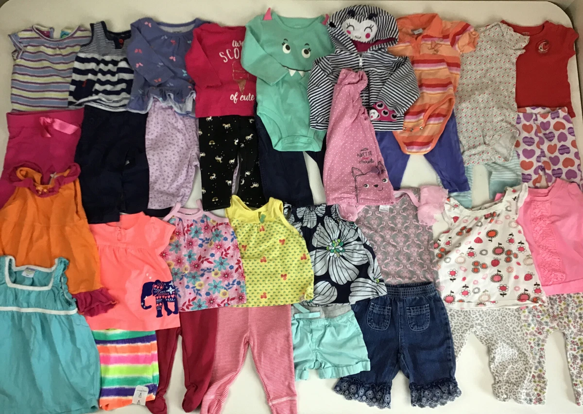 Large Lot Of Baby Girls Summer Clothes Size 6 Months