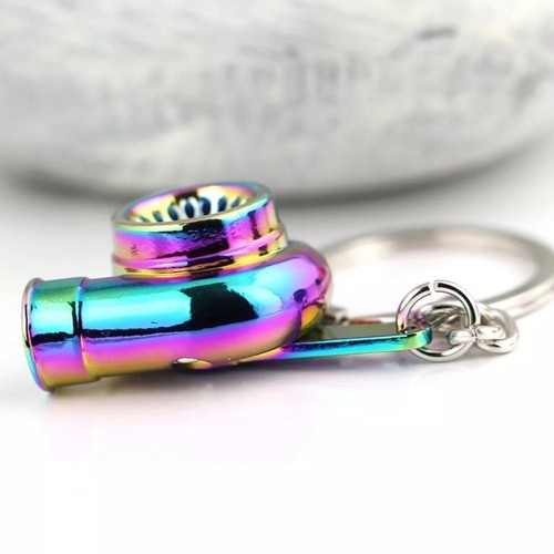 TURBO KEYCHAIN NEO KEYRING RAINBOW METAL TURBOCHARGER SPINNING TURBO KEYRING - Picture 9 of 12