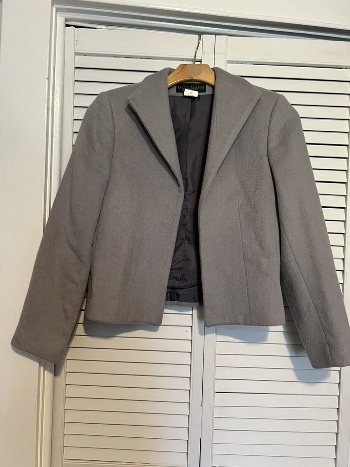 Chaqueta Blazer HARVE BENARD Mujer Talla 10 Mezcla Lana Gris Frente Abierto Clásica Foto 3 de 4