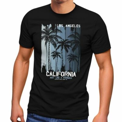 Neverless  Herren T-Shirt Los Angeles California USA Sommer Bedruckt Aufdruck