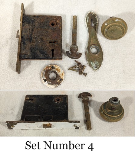 Vtg Salvage Doorknob Setback Plate Knob Mortise Escutcheon Sargent Lock Bathroom - Picture 5 of 11