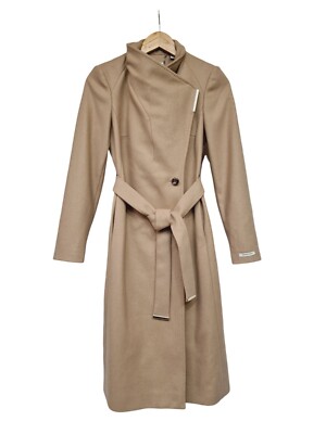 Ted Baker Rose Wool Cashmere Midi Length Wrap Belted Coat Camel Size UK  UK