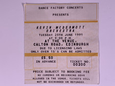 Kevin Mcdermott Orchestra Ticket Original The Venue Edinburgh *200 June 1991