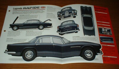 1962 Lagonda Rapide Brochure Spec Sheet Photo Info Pamphlet 61 63 64