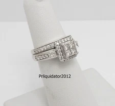 1CT Natural Diamond Halo Frame Engagement Wedding Bridal Set Ring 10K White Gold