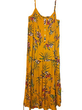 SALE - Jessica Simpson - Mustard Crepe Floral Spaghetti Strap Maxidress - L