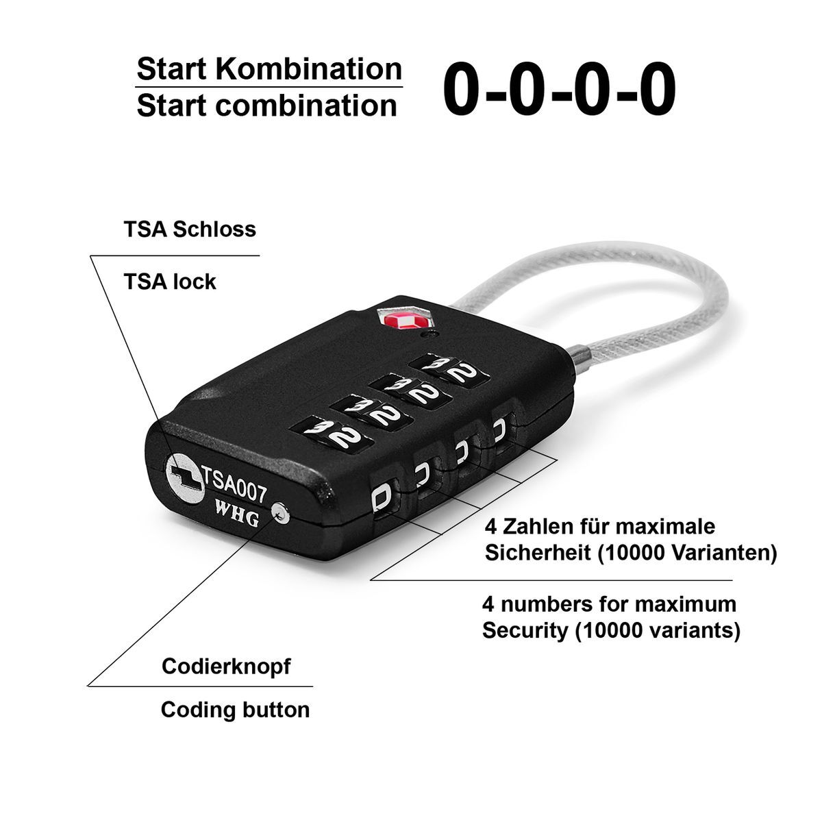 TSA Luggage Lock Combination Baggage Security UK