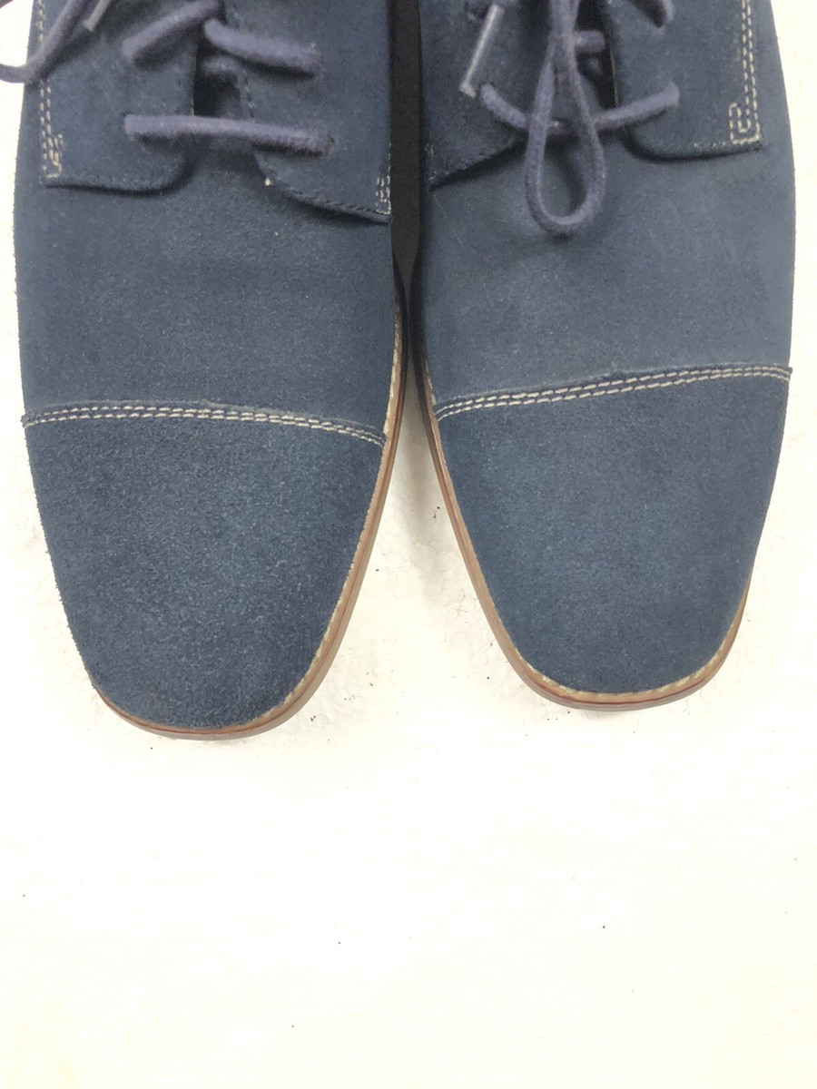 Stacy Adams Navy Blue Bale Cap Toe Suede Oxford Shoes Size  display picture 1