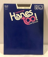 Vintage HANES TOO Control Top Sandalfoot Pantyhose Size A-B Town Taupe Style 137