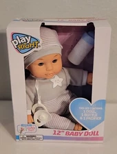 Play Right 12" Baby Doll With Bottle & Magnetic Pacifier New